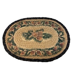 Earth Rugs Pinecone Jute Braided Oval Placemat Rug 10x15 MSP-025A Natural Fiber